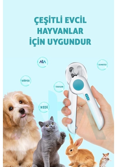 Ata Home Işıklı Kedi Köpek Tırnak Makası Pet Evcil Hayvanları Için Korumalı Led'li Törpülü Tırnak Makası,5