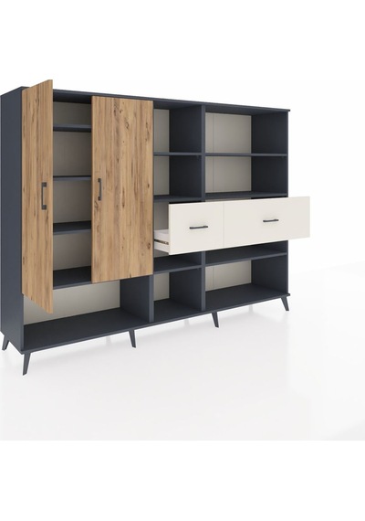 Hyperion Dolap 10 Raflı 2 Çekmeceli 2 Kapaklı 220x44x163 Antrasit-çam/aytaşı Atlas Çam/aytası - Antrasıt Hyperion Dolap 10 Raflı 2 Çekmeceli 2 Kapaklı 220x44x163 Antrasit-çam/aytaşı Atlas Çam/aytası - Antrasıt