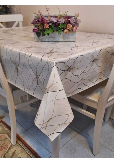 Elyaflı Pvc Masa Örtüsü Modern, Dayanıklı, Silinebilir Ve Şık Görünüm Mrl205 Bej