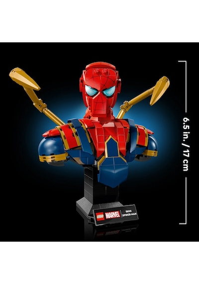 LEGO® ǀ Marvel Iron Örümcek Adam Büstü 76326 - Yetişkinler için Koleksiyonluk Sergileme Modeli Yapım Seti (379 Parça)