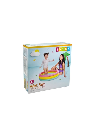 Bebek/çocuk Havuzu - 3 Boğumlu Yumuşak Taban Şişme Havuz - 86 X 25 Cm Sarı - Yeşil - Pembe
