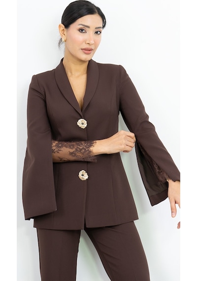 Dorne Moda Özel Koleksiyon Dantel Detaylı Takım Elbise - Düğün - Mezuniyet - Ofis Şıklığı kahverengi Dorne Moda Özel Koleksiyon Dantel Detaylı Takım Elbise - Düğün - Mezuniyet - Ofis Şıklığı kahverengi