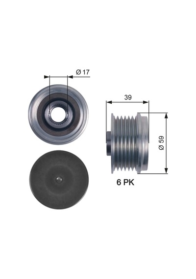 Alternatör Kasnağı - Fiat Qubo, 500, Panda, Grande Punto, Punto, Doblo, Fiorino, Linea, Mito, Giulia - Gates-oap7113