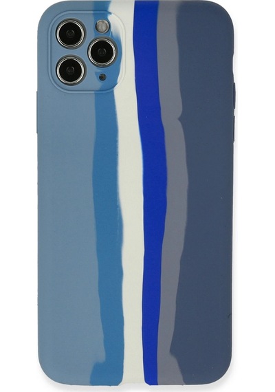 Gld-spt- Newface Apple Uyumlu iPhone 11 Pro Kılıf Ebruli Lansman Silikon - Mavi-gri