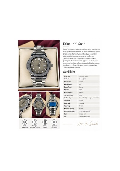 Patek Philippe Süt Kahvesi Kadran Erkek Kol Saati Gümüş