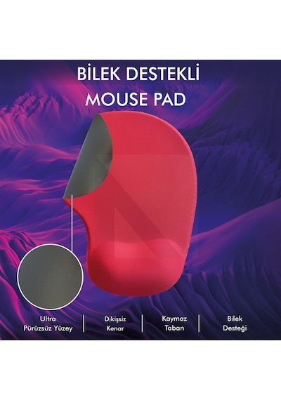 MP01 - Kırmızı Elips Bilek Destekli Konforlu Kaymaz Taban
