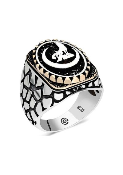 Gumush 546038583 Gümüş Hilal Bozkurt Oval Erkek Yüzük