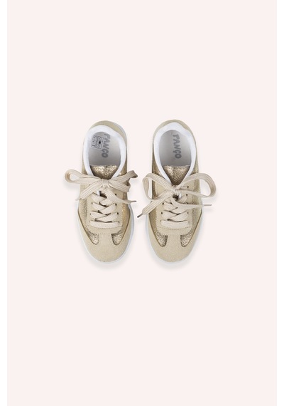 Panço Kız Çocuk Bağcıklı Parlak Gold Sneaker 2422gk10012 Sarı