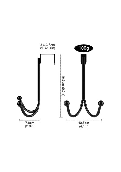 Aputue Kapı Askısı Door Hook, 2 Adet Çift Kancalı Siyah Metal Organizatör, Banyo Ve Yatak Odası İçin Ağır Hizmet Tipi Askı Aparatı, Havlu Bornoz Ceket İçin Çizilmez Süngerli Kapı Arkası Askısı