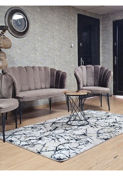 Siyah Boyalı Tel Ayak Papatya Çay Seti Koltuk Takımı , Balkon, S 001