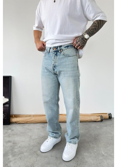 Eskitme Buz Mavi Soft Degrade Baggy Pantolon