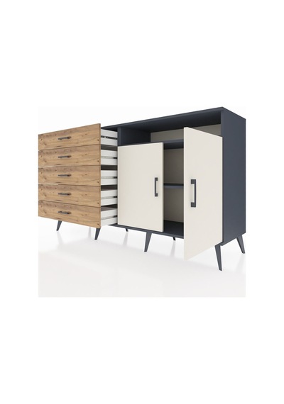 Hyperion Konsol 2 Raflı 5 Çekmeceli 2 Kapaklı 176x44x99 Antrasit-aytaşı/çam Antrasıt/aytası - Antrasıt Hyperion Konsol 2 Raflı 5 Çekmeceli 2 Kapaklı 176x44x99 Antrasit-aytaşı/çam Antrasıt/aytası - Antrasıt