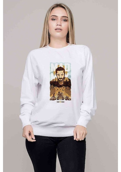 Mad Max Baskılı Beyaz Kadın Sweatshirt