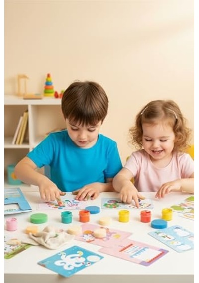Silinebilir Parmak Boyası Aktivite Kartları - Wipe Clean Finger Paint Activity Cards - Fingerprint Activities - 16 Kar