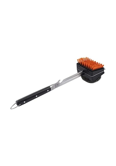 1517365r06 Blacksmith Combo Izgara Fırçası, Değiştirilebilir Naylon Ve Çelik Yün Başlıklı, Gümüş Ve Siyah