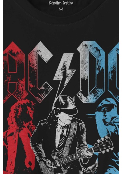 Ac Dc Kırmızı Bordo Gri Mavi Angus Ve Malcolm Young Rock'n Roll Baskılı Tişört Unisex T-shirt 001