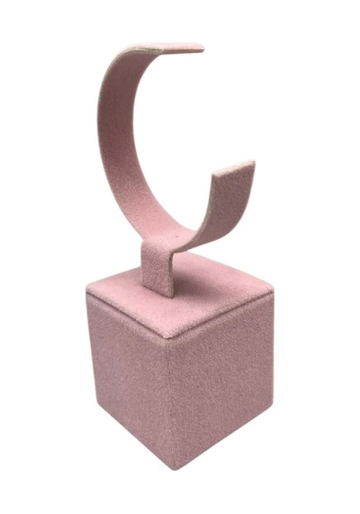 Yerli Üretim Süet Kumaş Pembe Renk 13 Cm Kelepçe Saat Sergileme Standı Çok Renkli