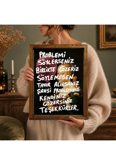 Bk Gift Vintage Klasik Sanat Esprili Sözlü Masif Ahşap Çerçeveli Dekoratif Tablo - 8