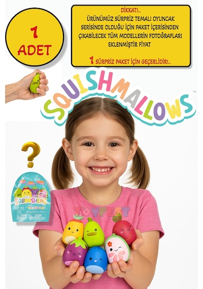 Squishmallows Squooshems 1 Adet - 6.5 Cm Sürpriz Yumuşacık Koleksiyon Oyuncağı Seri 12 Çok Renkli