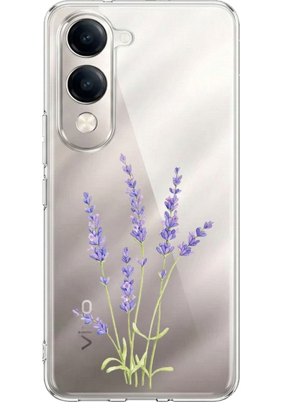Vivo Y04 Uyumlu Lavanta Çiçek Tasarımlı Baskılı Silikon Kılıf Renkli