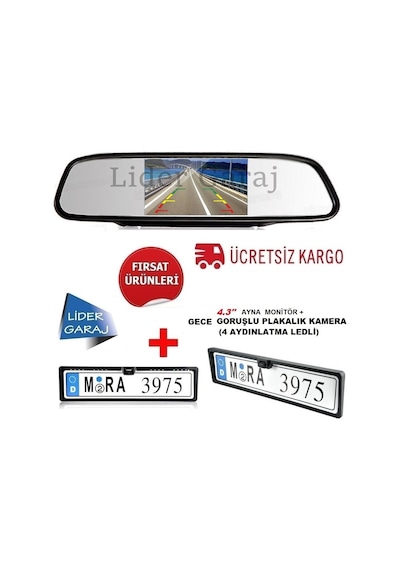 Kameralı Park Sensörü 4.3''Ekran+Plakalık Kamera Kameralı Park Sensörü 4.3''Ekran+Plakalık Kamera