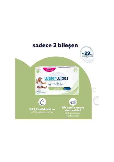 Waterwipes Bio Küçük Çocuk Islak Mendil 12x60 Adet 720 Yaprak - Toddler 12'li Set