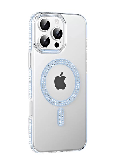 Joko Apple iPhone Uyumlu  16 Pro Max Uyumlu Move Taşlı Magsafe Kapak - Mavi