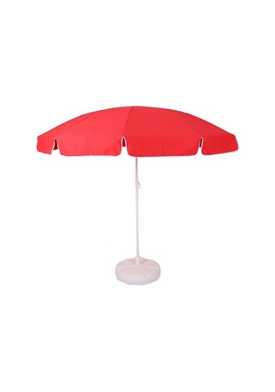 Polyester 2 Metre Kırmızı Şemsiye - Tepeden Kırmalı Plaj Şemsiye - Bahçe Şemsiyesi - Balkon Şemsiyesi