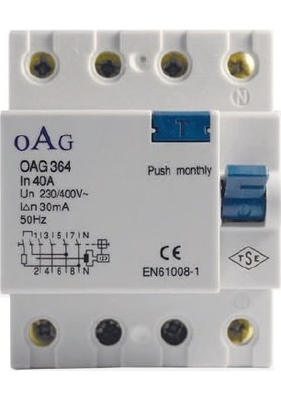 Oag 4X40 Amper 30Ma Kaçak Akım Rölesi