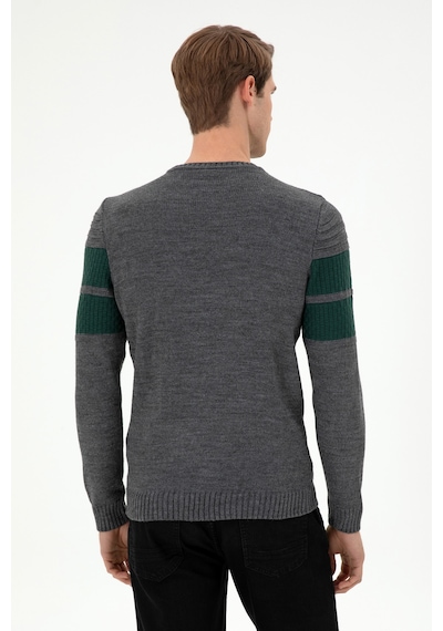 U.S. Polo Assn. Erkek Slim Fit Bisiklet Yaka Antrasit Melanj Kazak 50293041-VR081