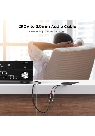 3.5mm Erkek - 2 Rca Dişi Jaklı Stereo Ses Kablosu Y Adaptörü Altın Kaplama Kulaklık Kablosu, 25cm, 10547 Belirtilmemiş