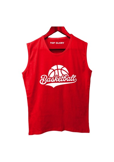 Top Glory Basketbolq Baskılı Kolsuz Sporcu T-shirt Tank Top Sporcu Fitness Atlet Kırmızı