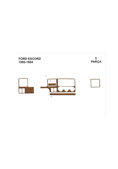 Ford Escord Torpido Kaplama 1990-1995 4 Parça Açık Meşe