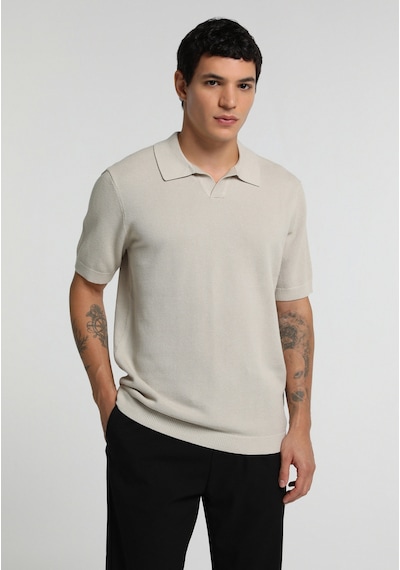 Colin's Colins Regular Fit Polo Yaka Düz Erkek Taş Kısa Kol Kazak Cl1082172 Q1.v2 Stn
