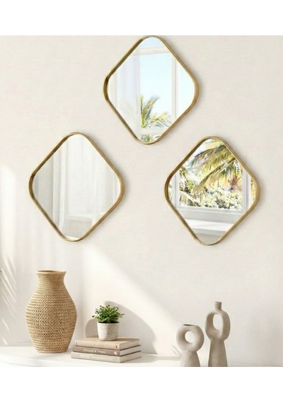 Febrini Kare Gold Sunum Tepsisi Ve Duvar Aksesuarı 24x24 3 Adet