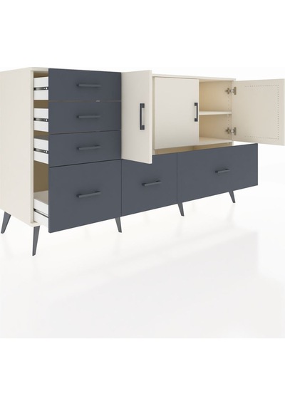 Kronos Konsol 4 Raflı 6 Çekmeceli 3 Kapaklı 176x59x99 Aytaşı-ayta Aytaşı-aytaşı/antrasit