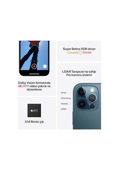 Yenilenmiş Apple iPhone 12 Pro Max 128 GB MGD73TU/A A Kalite (12 Ay Garantili) - Apple iPhone
