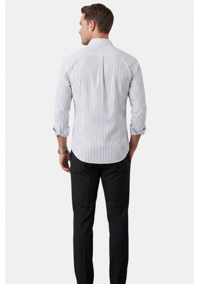 Rizzup Beyaz Slim Fit Çizgili Kolay Ütülenebilir Erkek Gömlek Modern Şık Yeni Sezon Gömlek 2602001 Rizzup Beyaz Slim Fit Çizgili Kolay Ütülenebilir Erkek Gömlek Modern Şık Yeni Sezon Gömlek 2602001