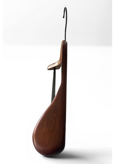 Ahşap Askı, Kalın Omuz Formlu Takım Elbise Askısı, Ceket Askısı, Ceviz Renk, 5 Adet, 45 Cm