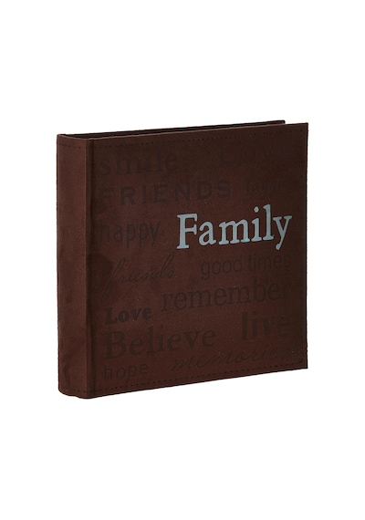 Lexroo Pioneer Familie Text Design Genäht Velourslederimitat Cover Foto Album, Braun