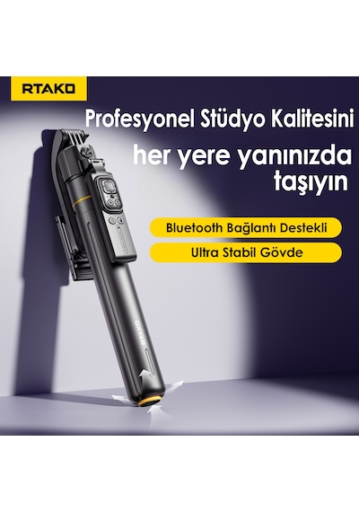 360 Motorlu Aı Yüz Takipli Selfie Stick Tripod Bluetooth Kumandalı Şarjlı Telefon Tutucu