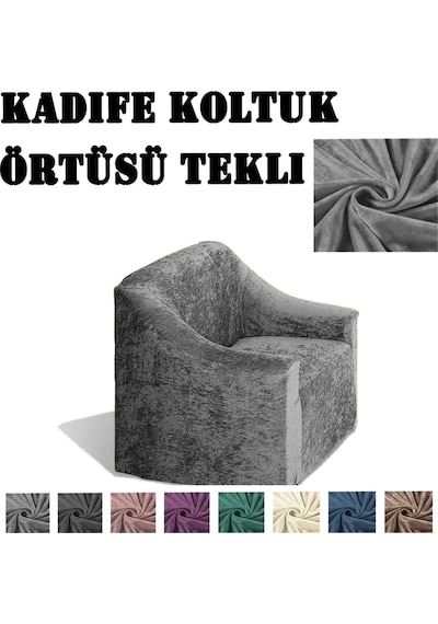 Kadife Koltuk ,kanepe,çekyat Örtüsü,koltuk Kılıfı Tekli Gri