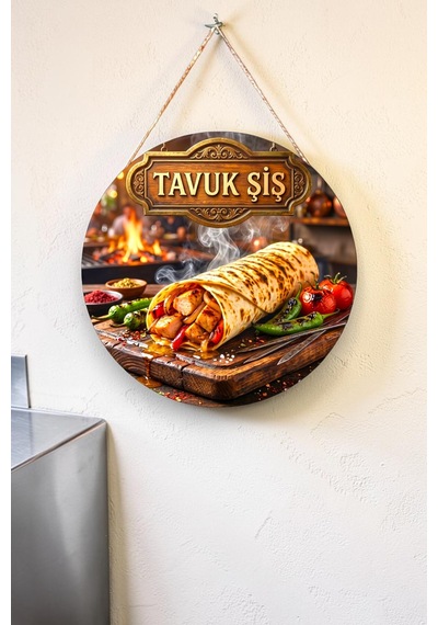 Çöp Şiş Ahşap Mdf Tabela Jüt İpli Ocakbaşı Restoran Dükkan Kapı Duvar Süsü Reklam Panosu