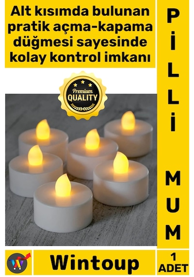 Mum Dekoratif Led Işıklı Romantik Ambians Masa Süs Plastik Mini Saat Pili Uyumlu Pilli Tealight Mum
