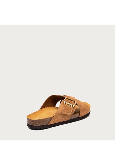 Terra Terlik Kadın 17b3 Frau Velour-s Suede Crossover-strap Slıders Toprak