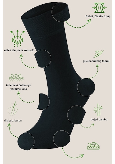 Kral Socks Bambu Erkek Soket Düz Uzun Çorap Klasik Yazlık Dikişsiz 5'li Çift Çok Renkli