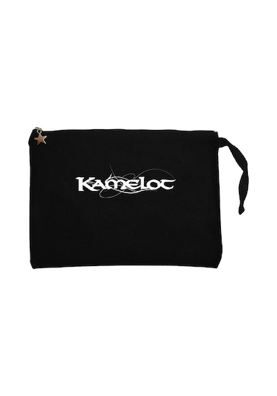 Kamelot Yazı Siyah Clutch Astarlı Cüzdan / El Çantası Siyah