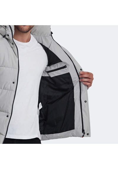 Slazenger GANEA IN Büyük Beden Erkek Kapüşonlu Şişme Bej Mont & Kaban