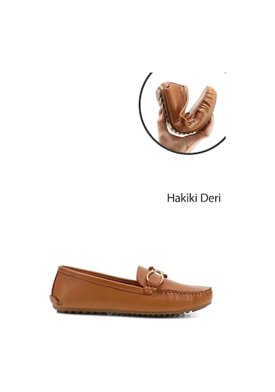 Gönderi(R) Gönderi R Kadın Taba Antik Tokalı Rok Hakiki Deri Comfort Loafer Ddza78245125 Taba Antik