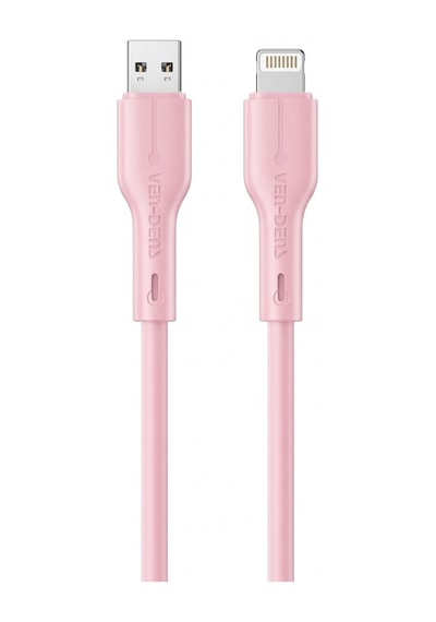 Ven-dens Vd-dc23l Usb-a To Lightning Şarj Ve Veri Kablosu, 2,4 A, 1 Metre, Esnek Tpe Kaplama, Pembe